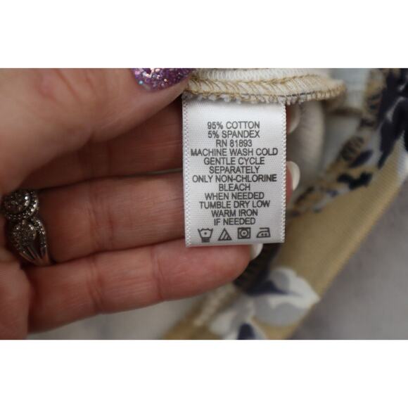 Isaac Mizrahi Blazer Women Large Beige Black Floral Print Casual 2 Button Jacket - Picture 13 of 16